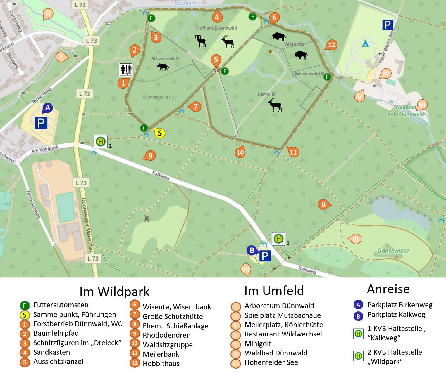 Uebersichtskarte Wildpark Duennwald 2022